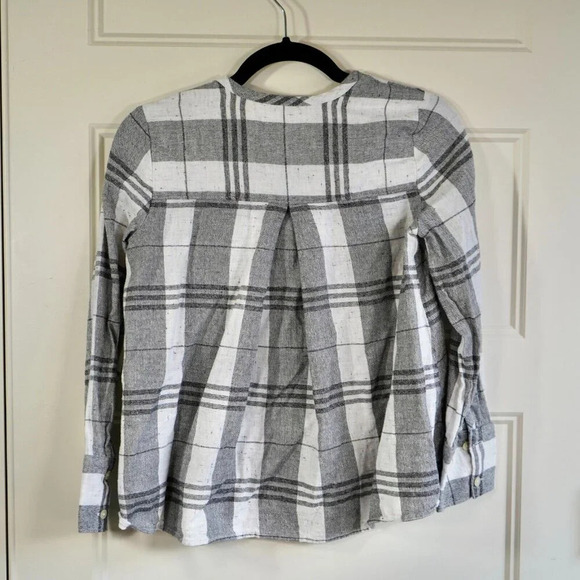 Madewell Womens Collarless Button Down‎ Plaid Shirt XXS Minimalist Basic - Picture 5 of 7